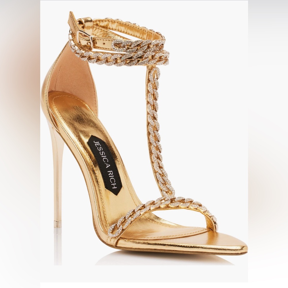Jessica Rich Gold Braided Strap Heels